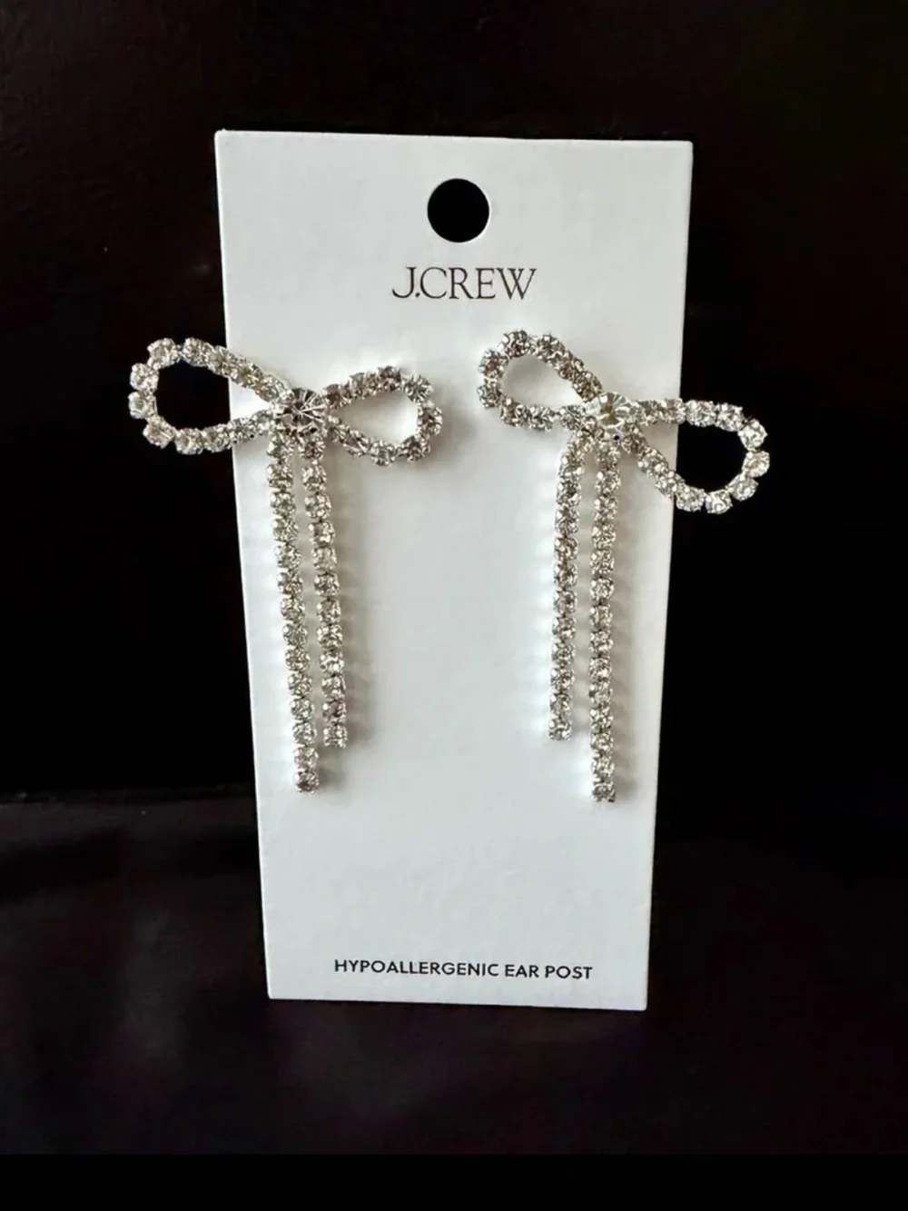 NWT J. Crew Factory Crystal Bow Statement Earrings